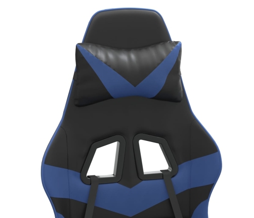 Silla gaming giratoria cuero sintético negro y azul