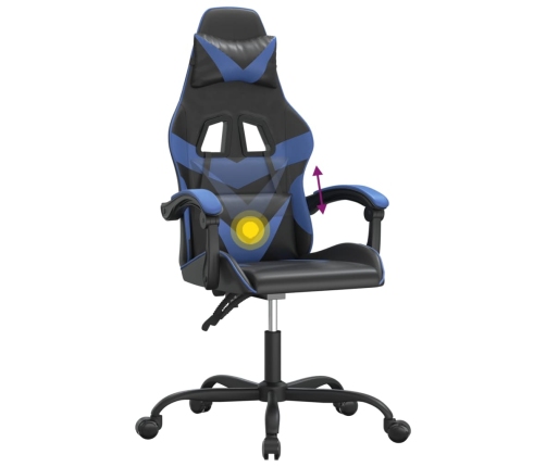 Silla gaming giratoria cuero sintético negro y azul