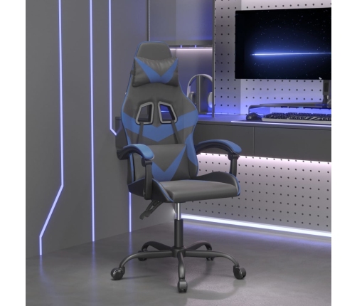 Silla gaming giratoria cuero sintético negro y azul