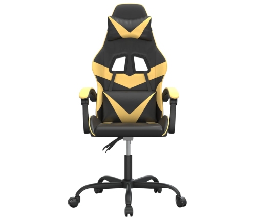 Silla gaming giratoria cuero sintético negro y dorado