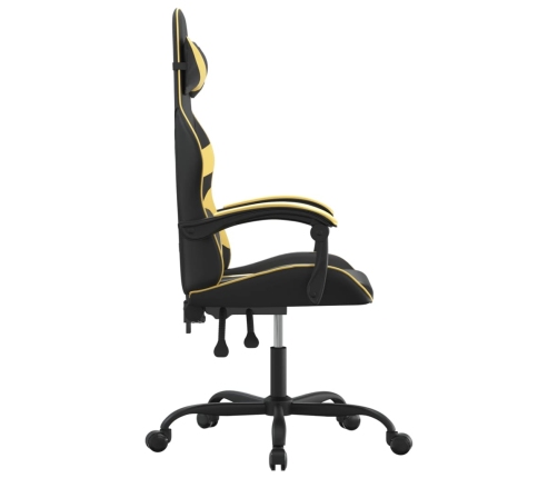 Silla gaming giratoria cuero sintético negro y dorado