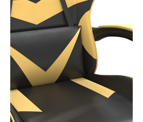 Silla gaming giratoria cuero sintético negro y dorado