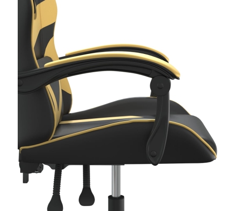 Silla gaming giratoria cuero sintético negro y dorado