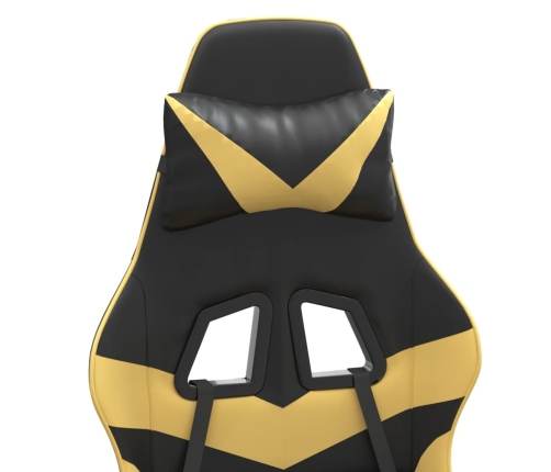 Silla gaming giratoria cuero sintético negro y dorado