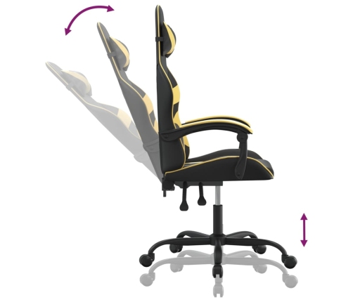 Silla gaming giratoria cuero sintético negro y dorado