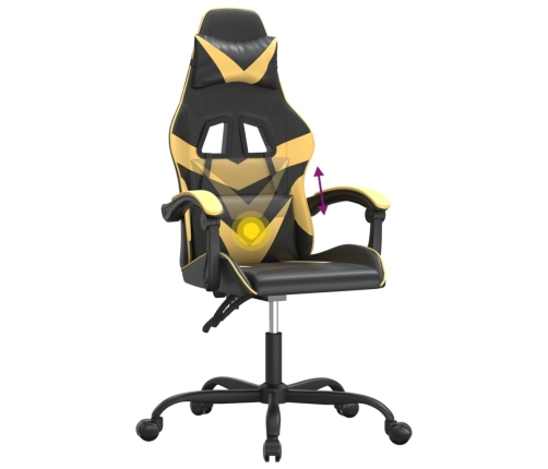 Silla gaming giratoria cuero sintético negro y dorado