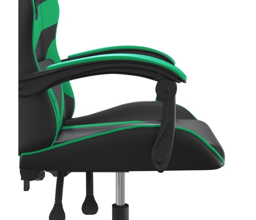 Silla gaming giratoria cuero sintético negro y verde