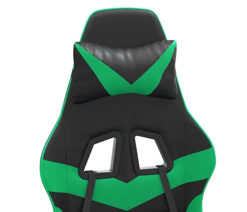 Silla gaming giratoria cuero sintético negro y verde