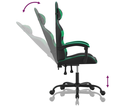 Silla gaming giratoria cuero sintético negro y verde