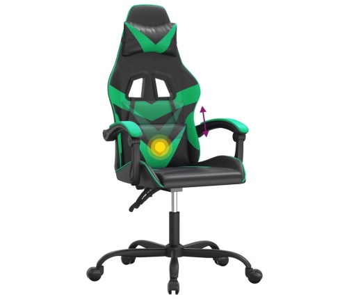 Silla gaming giratoria cuero sintético negro y verde