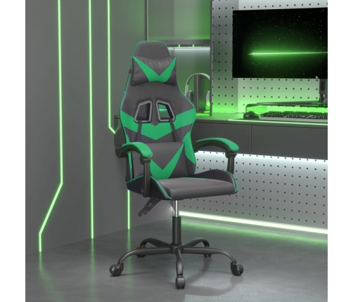 Silla gaming giratoria cuero sintético negro y verde