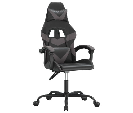 Silla gaming giratoria cuero sintético negro y gris