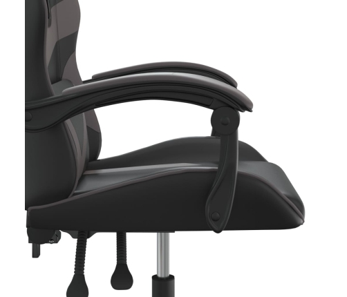 Silla gaming giratoria cuero sintético negro y gris