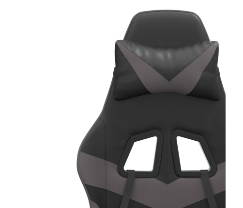 Silla gaming giratoria cuero sintético negro y gris