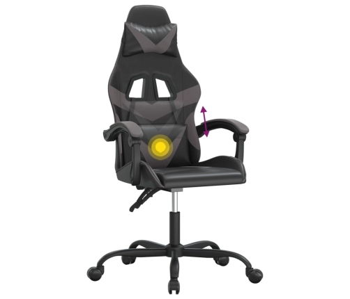 Silla gaming giratoria cuero sintético negro y gris