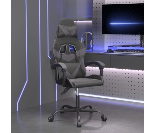 Silla gaming giratoria cuero sintético negro y gris