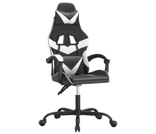 Silla gaming giratoria cuero sintético negro y blanco