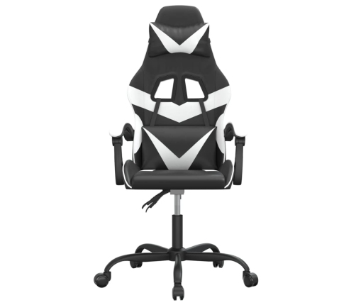 Silla gaming giratoria cuero sintético negro y blanco