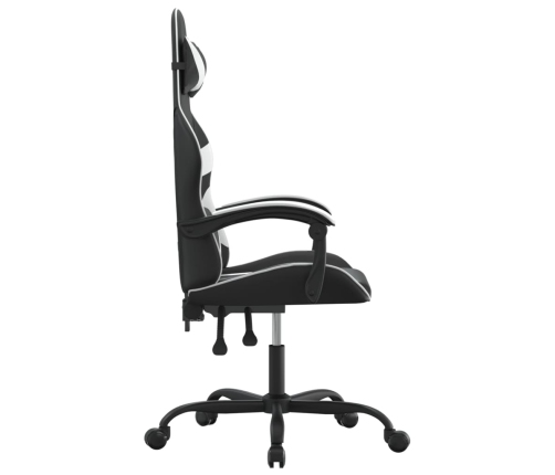 Silla gaming giratoria cuero sintético negro y blanco