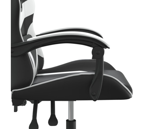 Silla gaming giratoria cuero sintético negro y blanco