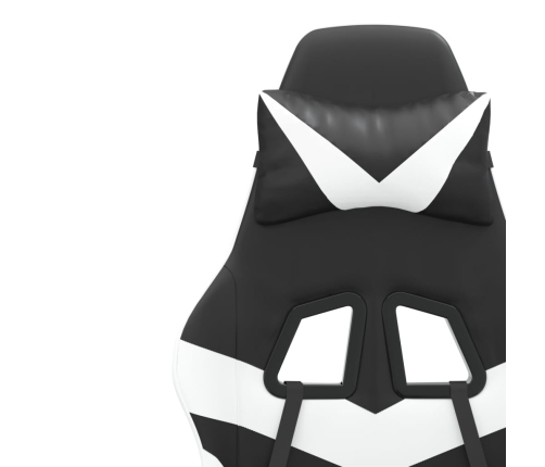 Silla gaming giratoria cuero sintético negro y blanco