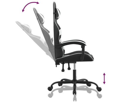 Silla gaming giratoria cuero sintético negro y blanco