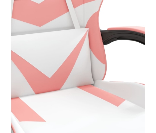 Silla gaming giratoria cuero sintético blanco y rosa