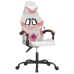 Silla gaming giratoria cuero sintético blanco y rosa