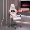 Silla gaming giratoria cuero sintético blanco y rosa