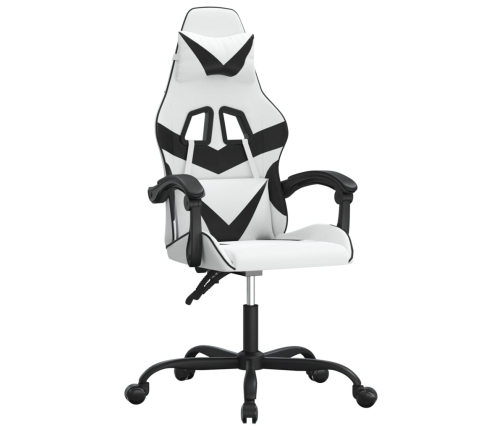 Silla gaming giratoria cuero sintético blanco y negro