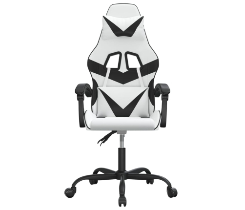 Silla gaming giratoria cuero sintético blanco y negro