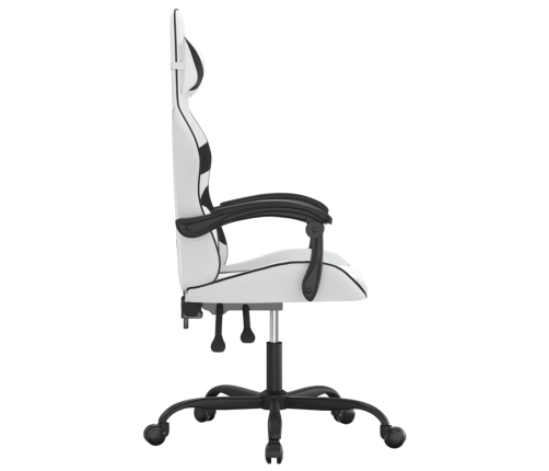 Silla gaming giratoria cuero sintético blanco y negro