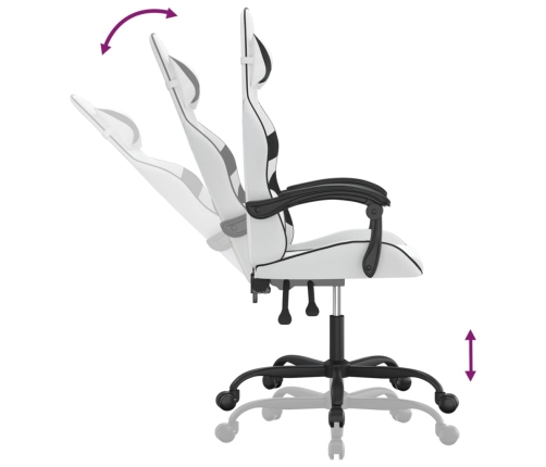 Silla gaming giratoria cuero sintético blanco y negro