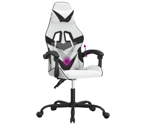 Silla gaming giratoria cuero sintético blanco y negro