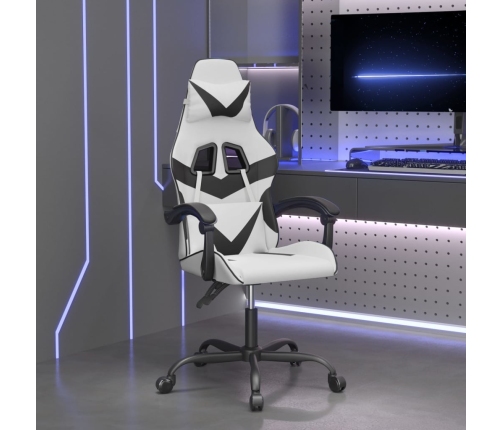 Silla gaming giratoria cuero sintético blanco y negro