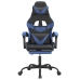 Silla gaming giratoria y reposapiés cuero sintético negro azul