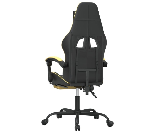 Silla gaming giratoria reposapiés cuero sintético negro dorado