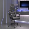 Silla gaming giratoria y reposapiés cuero sintético negro gris