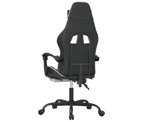 Silla gaming giratoria reposapiés cuero sintético negro blanco