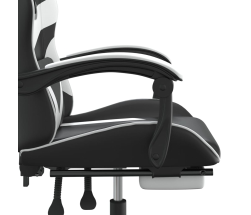 Silla gaming giratoria reposapiés cuero sintético negro blanco