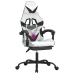 Silla gaming giratoria reposapiés cuero sintético blanco negro