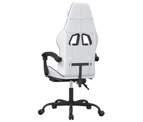 Silla gaming giratoria reposapiés cuero sintético blanco negro