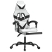 Silla gaming giratoria reposapiés cuero sintético blanco negro