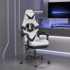 Silla gaming giratoria reposapiés cuero sintético blanco negro