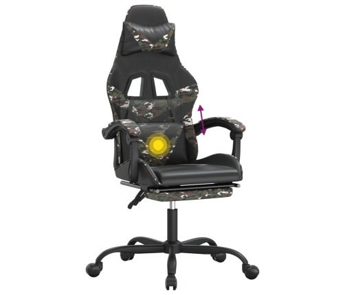 Silla gaming giratoria y reposapiés cuero sintético