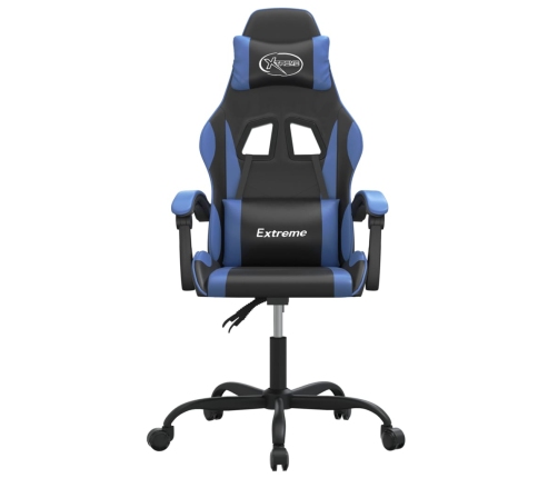 Silla gaming giratoria cuero sintético negro y azul