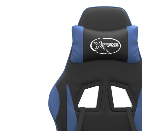 Silla gaming giratoria cuero sintético negro y azul