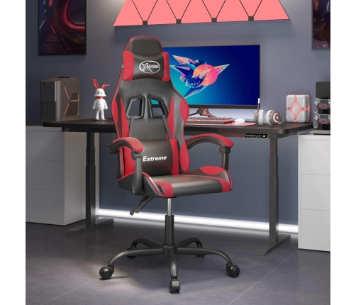 Silla gaming giratoria cuero sintético negro y rojo