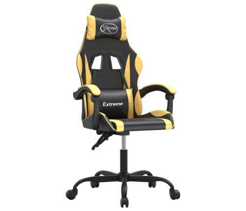 Silla gaming giratoria cuero sintético negro y dorado