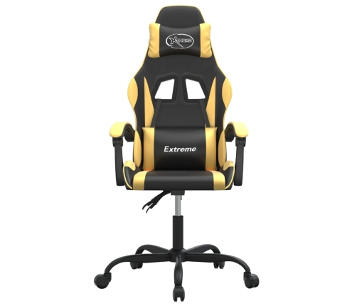 Silla gaming giratoria cuero sintético negro y dorado